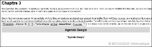 L'agenda inséré dans la page, ici en mode Modification - Google Sites