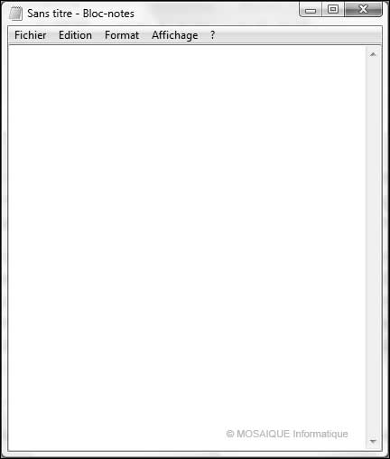 La fenêtre du Bloc-notes de Windows - Joomla